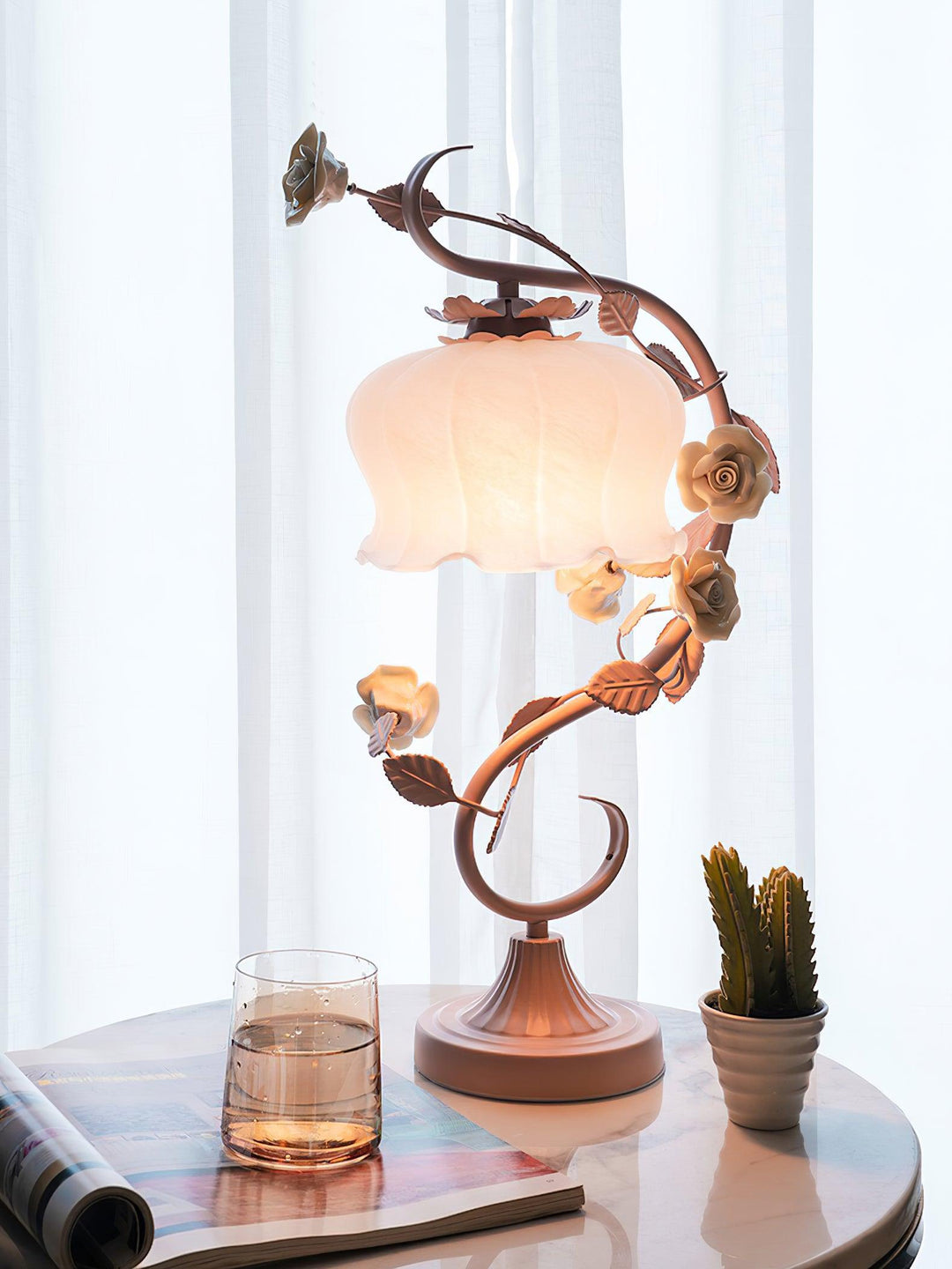 Rose Glass Gooseneck Table Lamp 12.2' | Kalsten