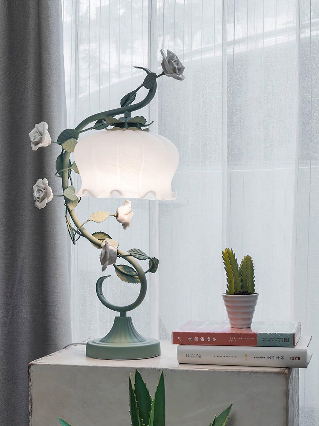 Rose Glass Gooseneck Table Lamp 12.2' | Kalsten