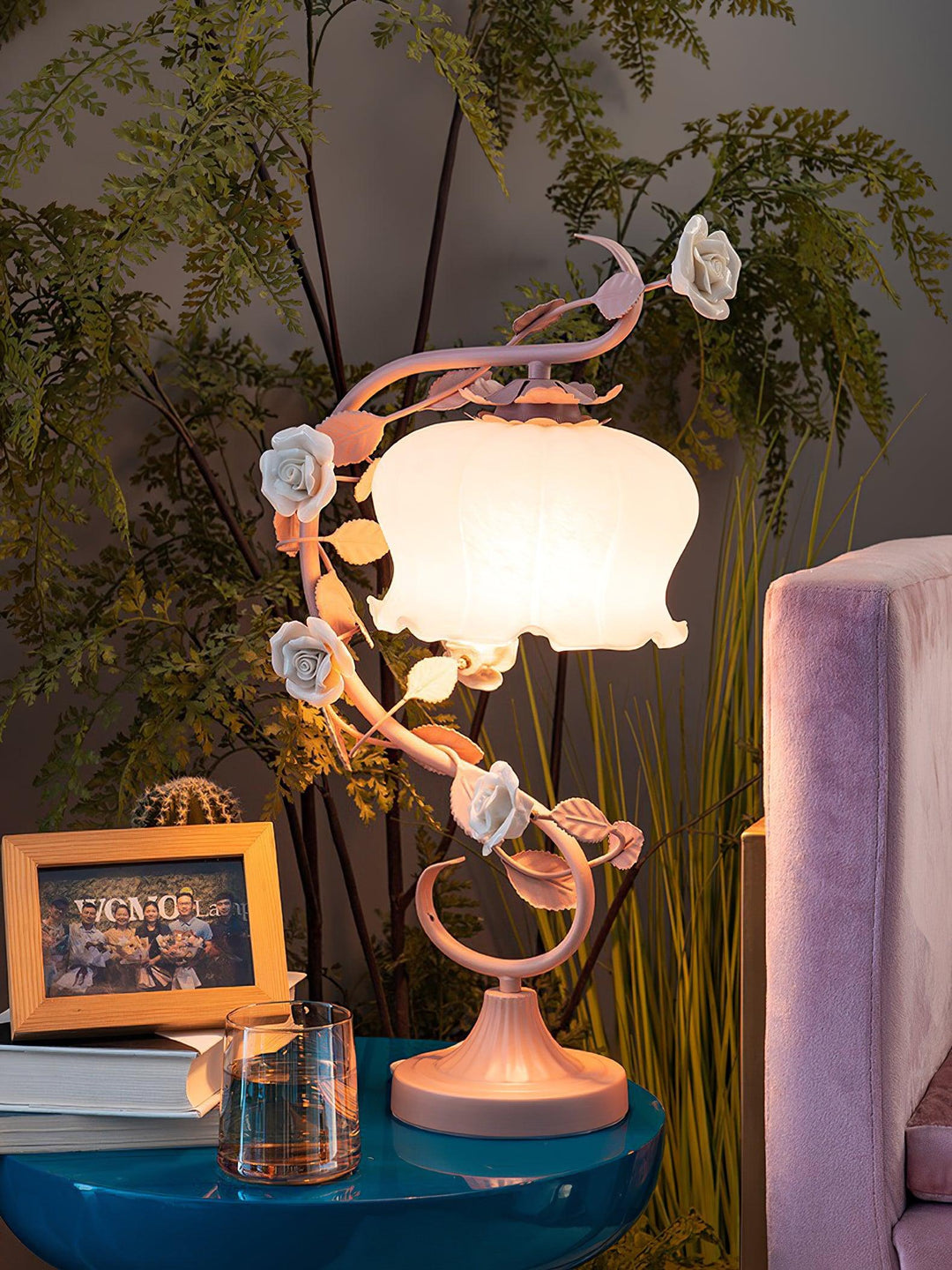 Rose Glass Gooseneck Table Lamp 12.2' | Kalsten