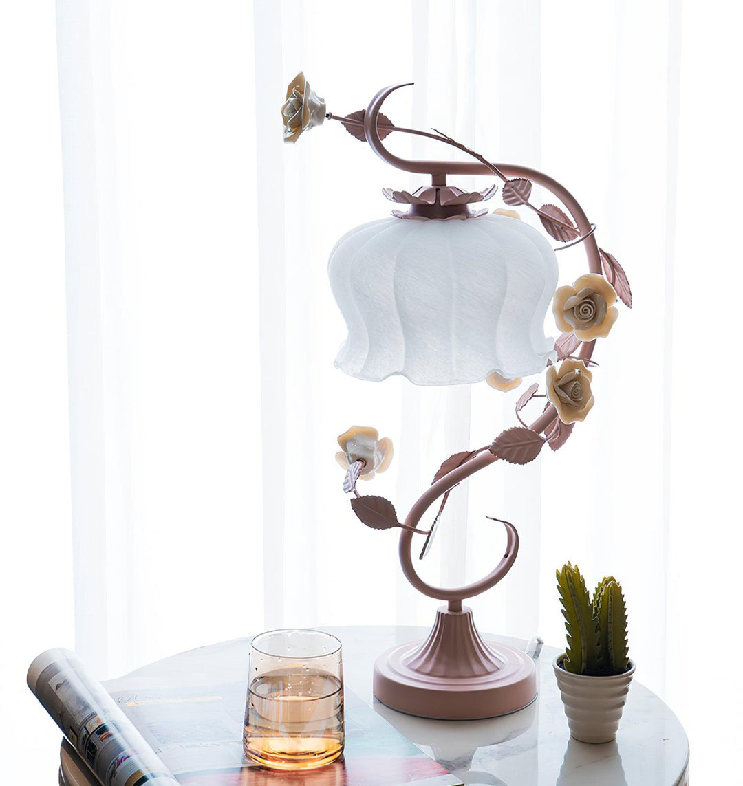 Rose Glass Gooseneck Table Lamp 12.2' | Kalsten