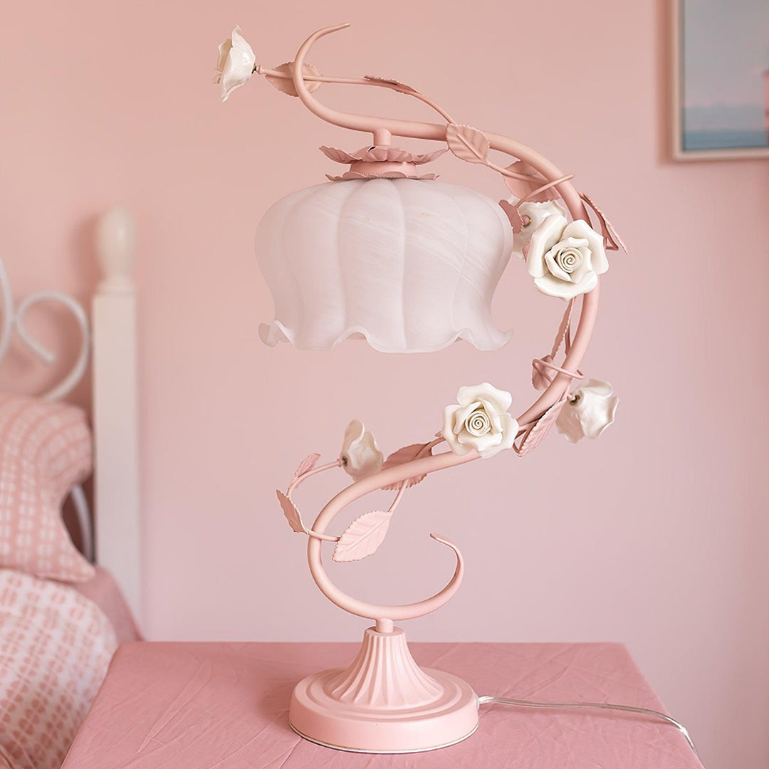 Rose Glass Gooseneck Table Lamp 12.2' | Kalsten