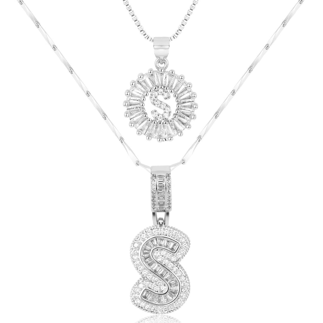 Kalsten | 2pc 14k Diamond Letter Initial Necklaces