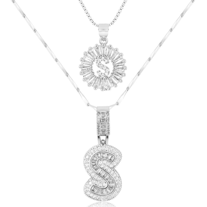 Kalsten | 2pc 14k Diamond Letter Initial Necklaces