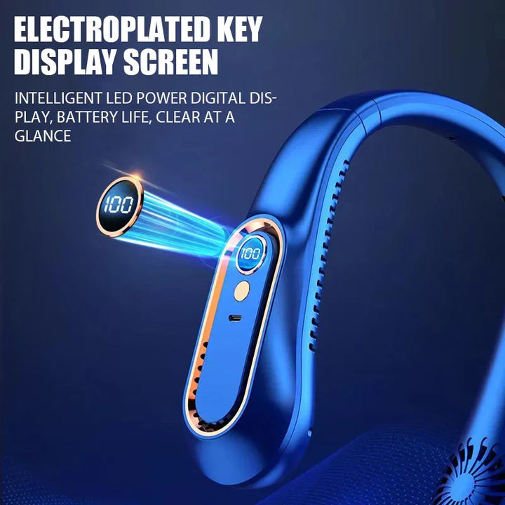 Portable Mini Bladeless Neckband Fan with Digital Display - USB Rechargeable Air Cooler for Neck, Hands-Free Cooling Experience | Kalsten