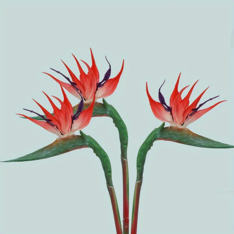 Kalsten | Floriva 3 Piece Set Artificial Strelitzias | Bird of Paradise Flowers | 24.5 cm Long Stems | Decoration for Home, Office & Events
