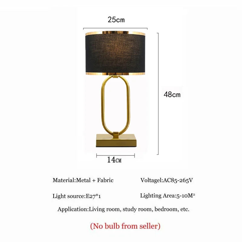 Luxurious European Cloth and Metal Table Lamp - Perfect for Study, Bedside, and Living Room Décor | Kalsten
