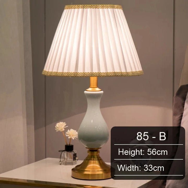 Modern Hotel Bedside Lamp Table Ceramic Light - Nordic Ins Fabric Desk Light - Household Foyer Living Room Bedside Study Desk Lamp | Kalsten