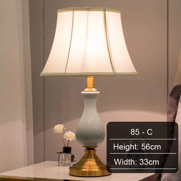 Modern Hotel Bedside Lamp Table Ceramic Light - Nordic Ins Fabric Desk Light - Household Foyer Living Room Bedside Study Desk Lamp | Kalsten