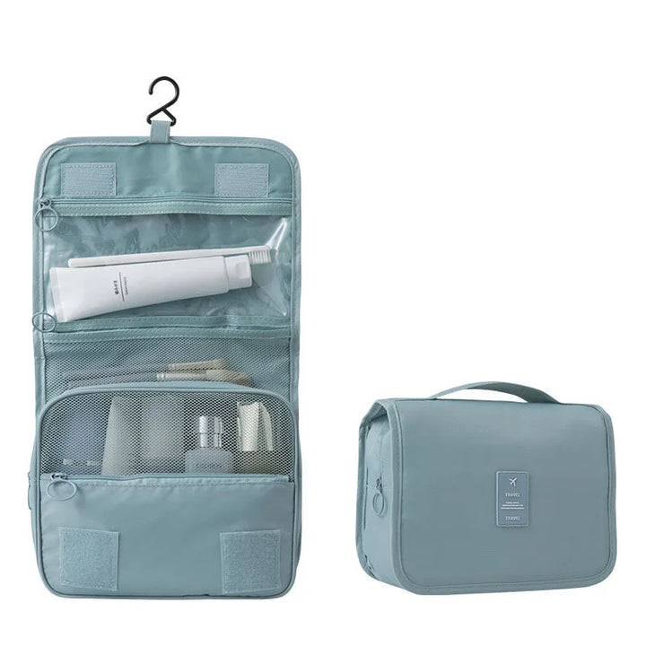Kalsten | Travel toiletry bag for hanging | 6 compartments & moisture compartment | Compact & versatile | Water-repellent polyester