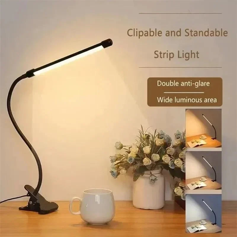 Kalsten | LED Clamp Light LumaFlex | 3 Light Colors & 10 Brightness Levels | USB Operation | Flexible Gooseneck | Eye-Friendly & Dimmable