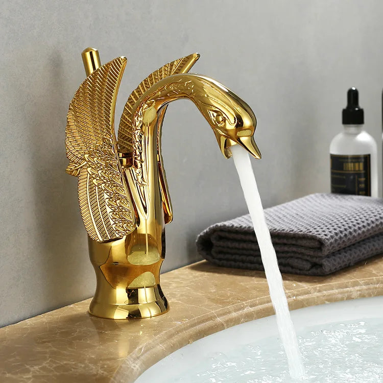 Kalsten | Swan Single Handle Golden Basin Faucet