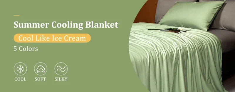 Air Condition Summer Comforter — Pure Color Ice Silk Cooling Blanket, Lightweight & Smooth Twin/King Size Quilt | Kalsten