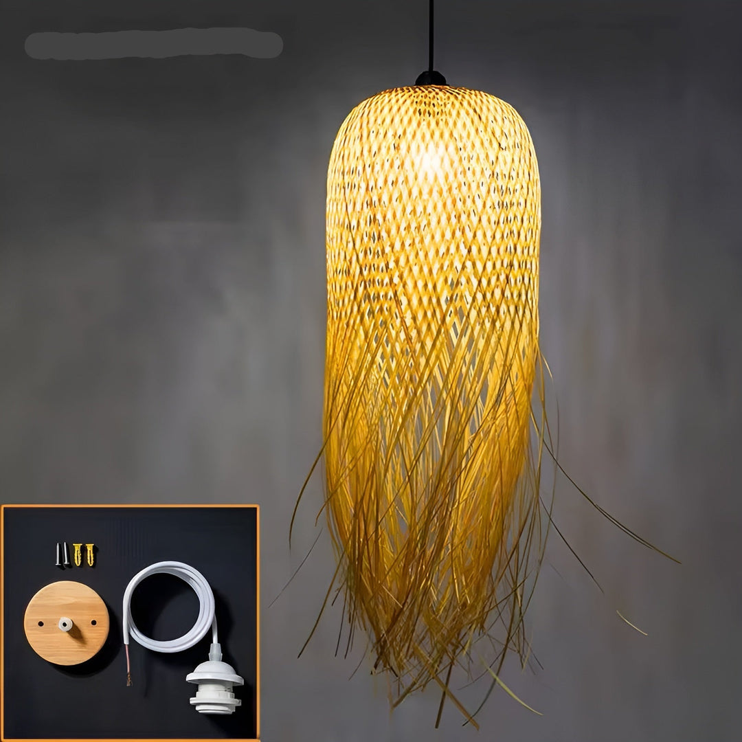 Handwoven Bamboo Hanging Lamp – Lighting for Tea Rooms, Restaurants, and Hotels | Kalsten