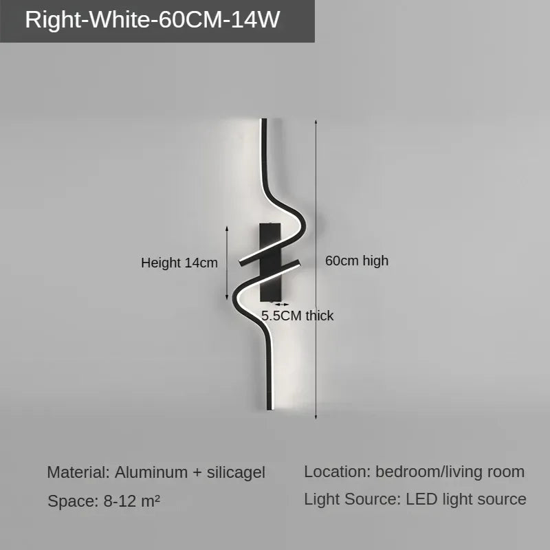 Modern Minimalist Strip Led Wall Light Bedroom Lights For Bedside Wall Sconce Led Light Living Room TV Sofa Background Wall Lamp | Kalsten