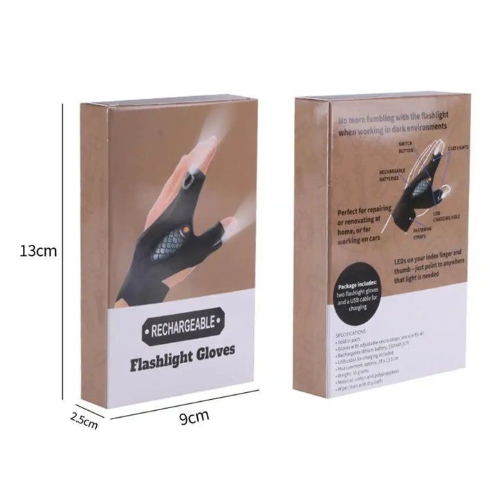 Rechargeable Fingerless Repair Fishing LED Gloves | Kalsten
