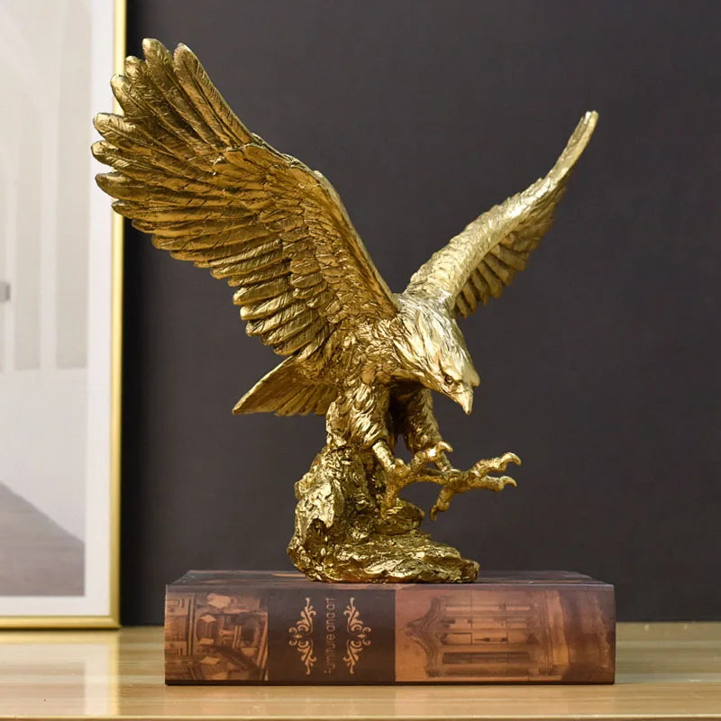 Kalsten | Resin Golden Eagle Statue Art Animal Model Collection Ornament Home Office Desk Feng Shui Decor Figures simple
