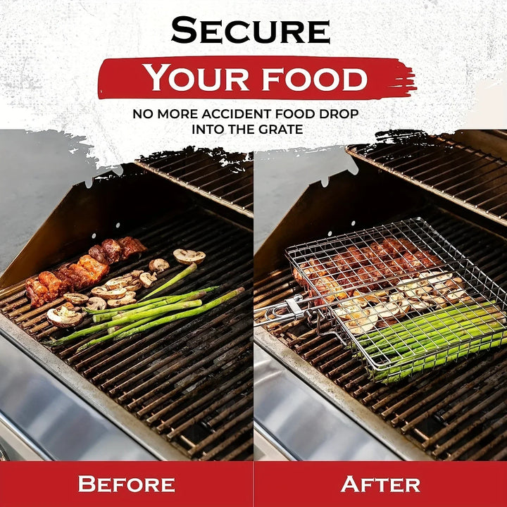 Kalsten | Grillaro BBQ Basket | Foldable & Non-Stick | Stainless Steel & Heat Resistant | For Meat & Vegetables