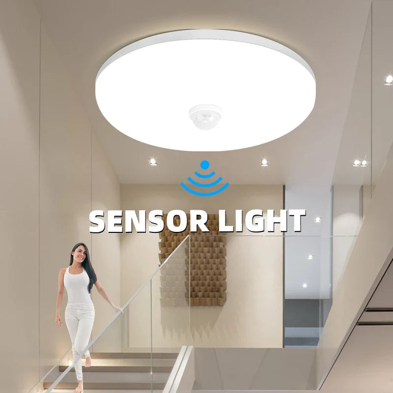 LED PIR Motion Sensor Ceiling Lamp - Modern Light Fixtures for Bedroom, Living Room, Stairs Lighting | Kalsten