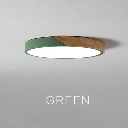 Modern LED Surface Mount Ceiling Light – Ultra-Thin Wooden Lighting Fixture with Remote Control for Living Room, Balcony, and Home Decor | Kalsten