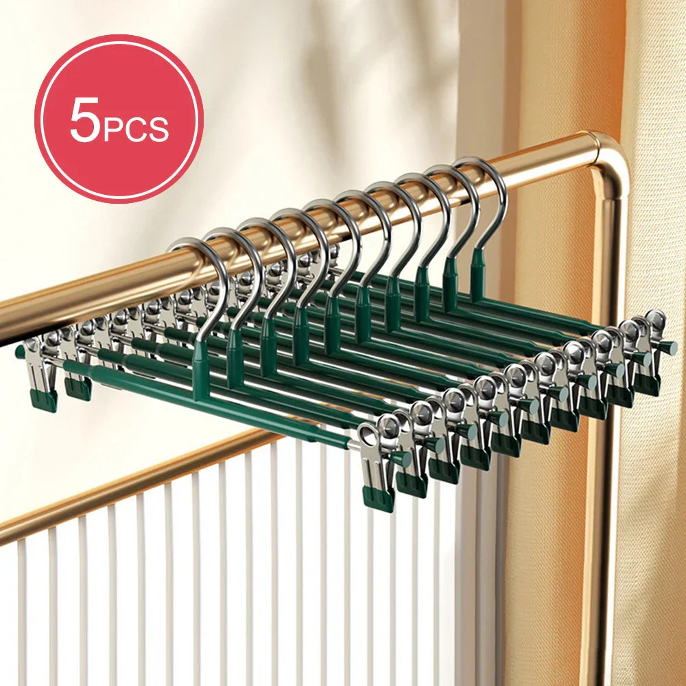 Kalsten | Closyra Stainless Steel Hanger with Clips | Adjustable & Non-Slip | For Skirts, Pants & Underwear | Space-Saving & Seamless