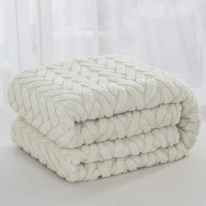 Kalsten | Jacquard Fleece Blanket CozyWeave | Single Layer & Double Sided | Soft Tafu & Shu Cotton Fleece | For Autumn & Winter