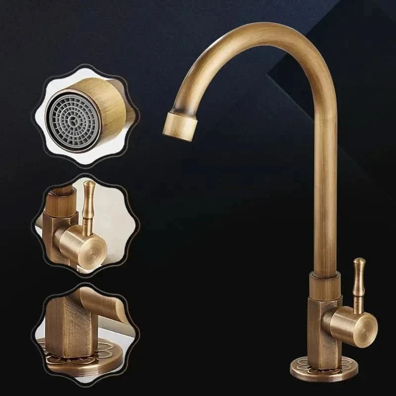Kalsten | Antique brass swan neck tap for kitchen