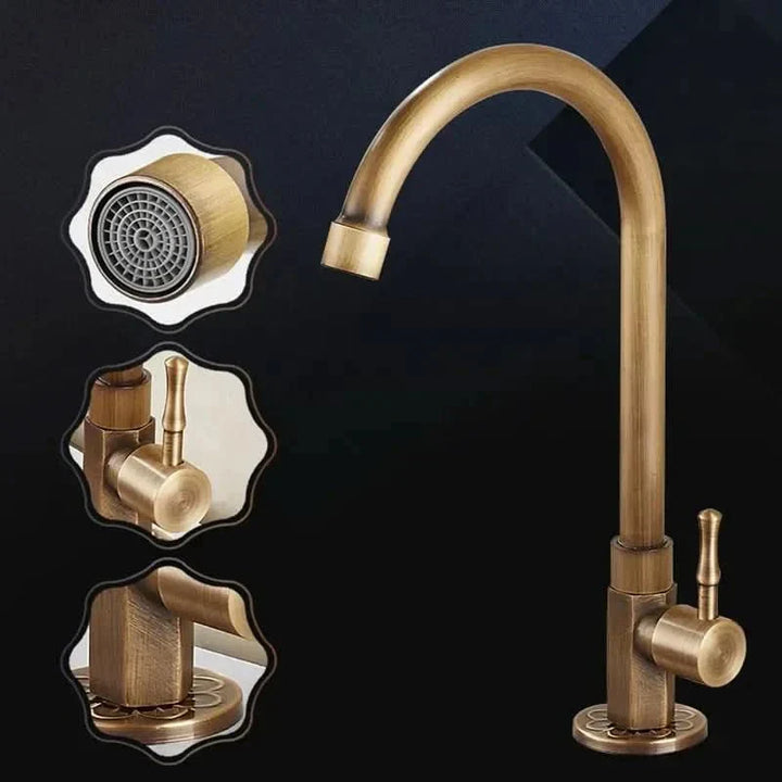 Kalsten | Antique brass swan neck tap for kitchen