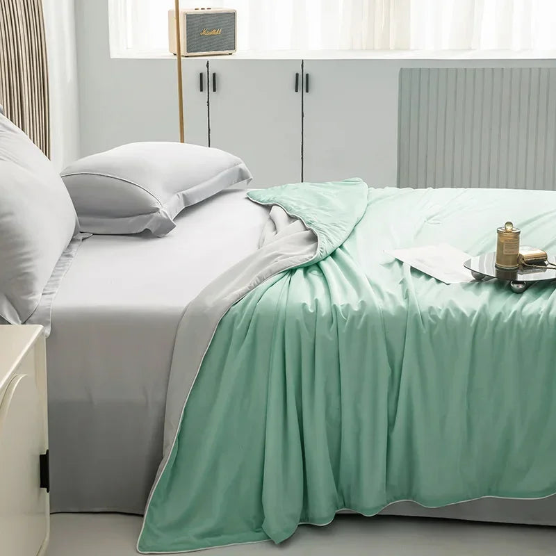 Air Condition Summer Comforter — Pure Color Ice Silk Cooling Blanket, Lightweight & Smooth Twin/King Size Quilt | Kalsten