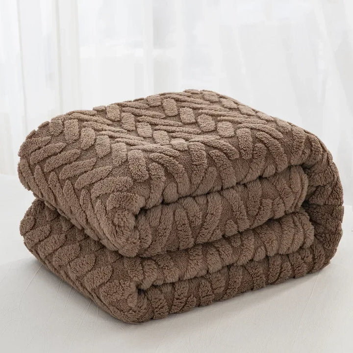 Kalsten | Jacquard Fleece Blanket CozyWeave | Single Layer & Double Sided | Soft Tafu & Shu Cotton Fleece | For Autumn & Winter
