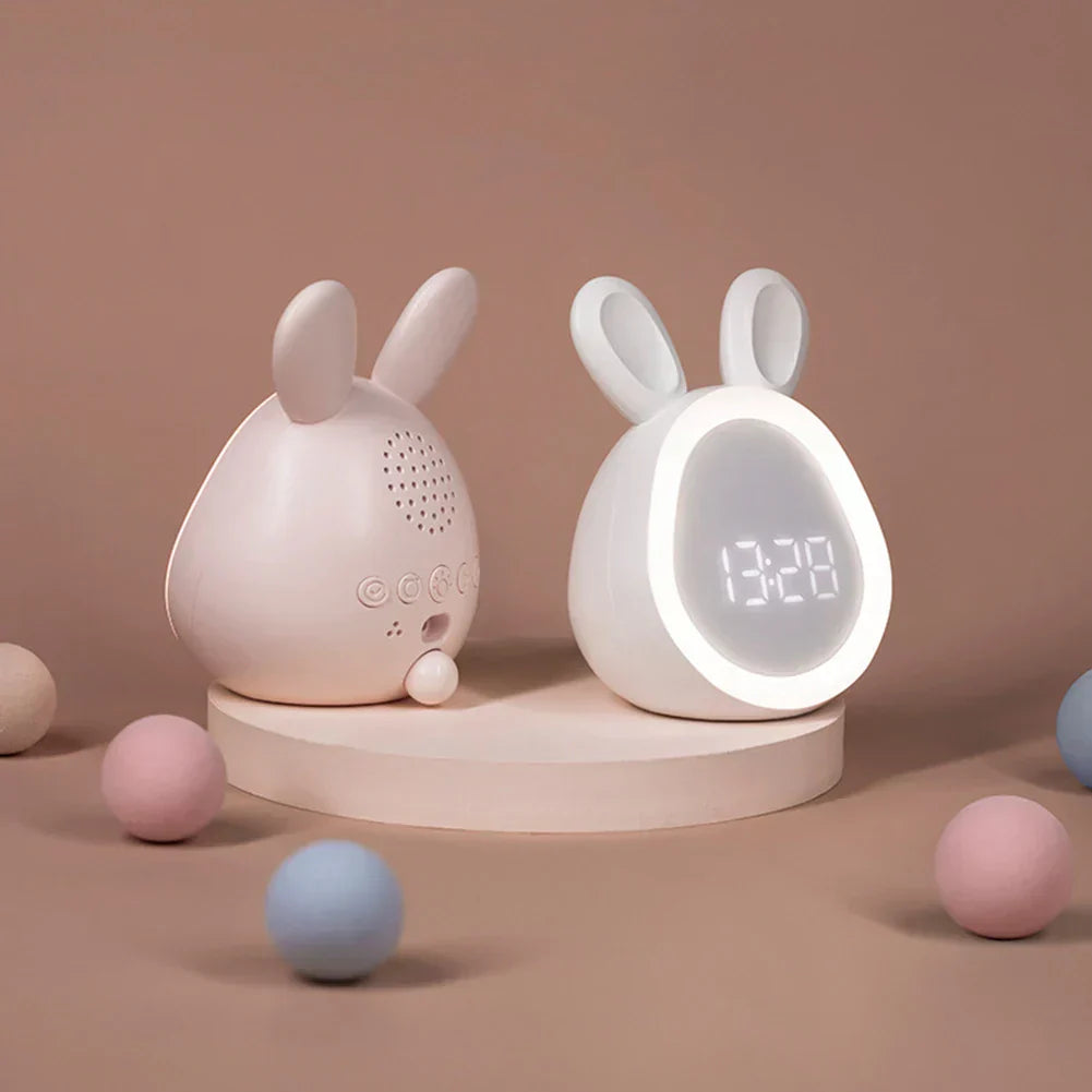 Cute children's alarm clock with LED display, night light, and alarm – rabbit shape for boys and girls, ideal for children's rooms and gentle waking up | Kalsten