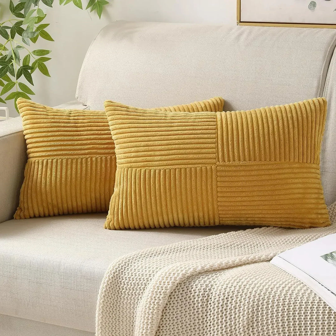 VelvetAura Cushion Cover - Stylish Striped Cushion Covers in Luxury Corduroy Set Kalsten