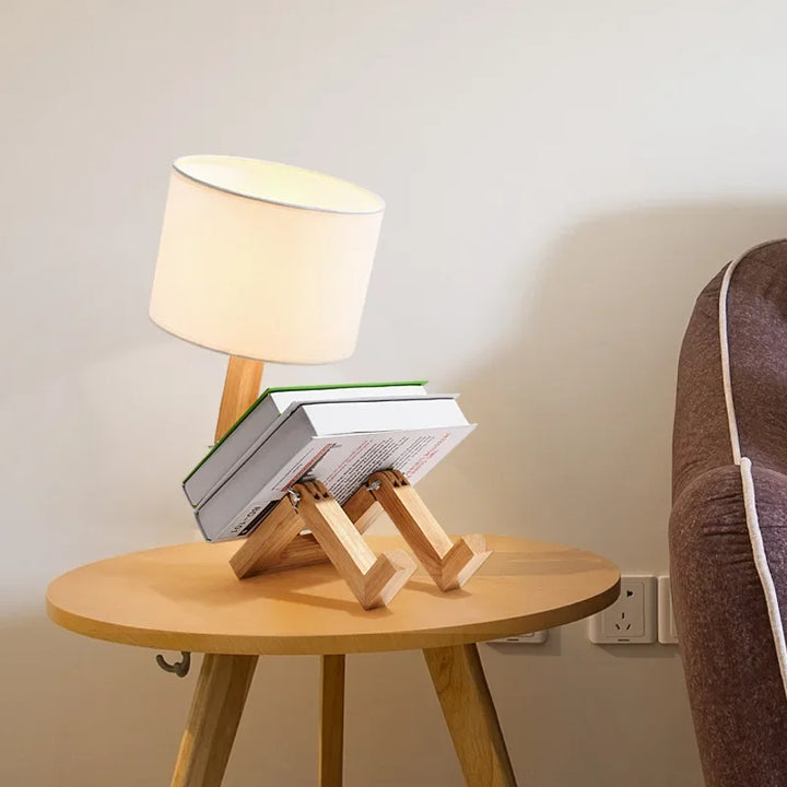 Elegant Wooden Table Lamp with Book Compartment Kalsten