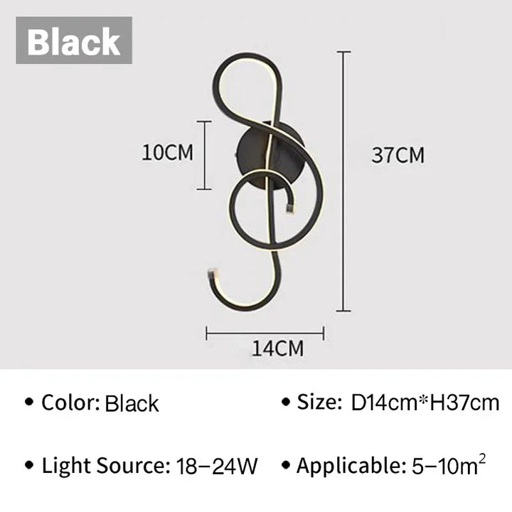 Modern LED Wall Lamp - Musical Note Wall Sconce for Bedroom, Living Room, and Study, Touch On/Off, Up & Down Light Direction, Indoor Home Decor | Kalsten