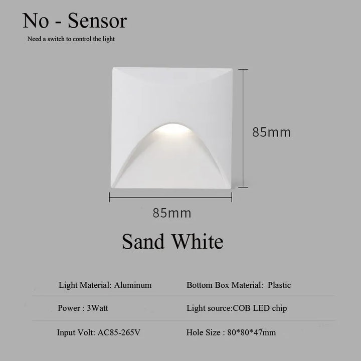 Kalsten | Modern waterproof IP65 LED recessed wall lamp for outdoor lighting - 3W embedded step & staircase balcony portal light