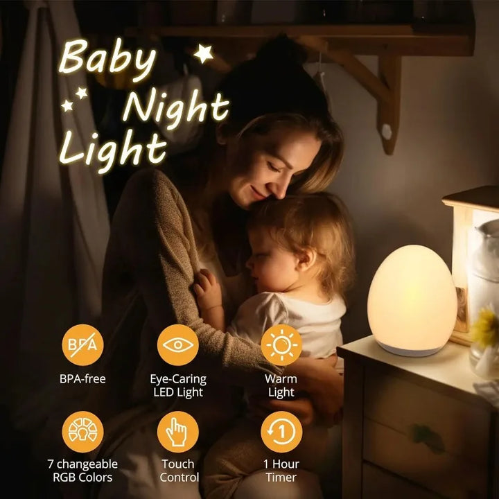 Kalsten | Lumiboo Night Light | RGB & Warm White | Touch Control | 100h Battery | 12 × 10 cm | Baby & Children's Room