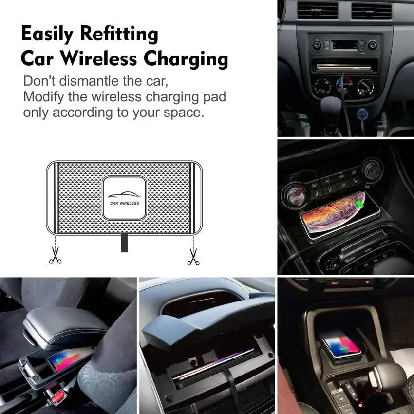 Kalsten | Enervia Wireless Charging Pad | 15W Fast Charging | Non-Slip & Ultra-Slim | For Car & Home