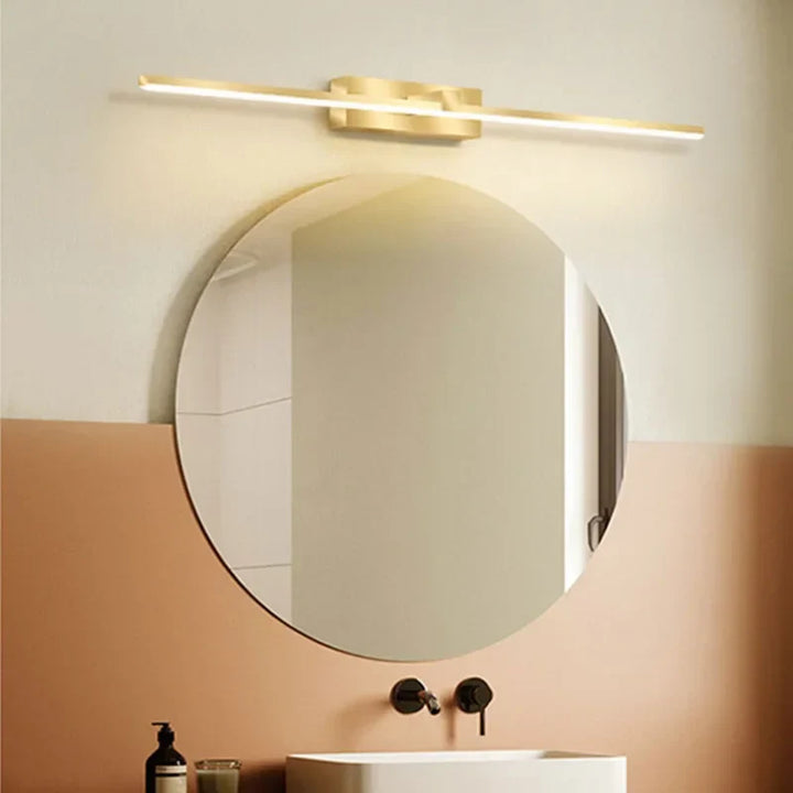 Modern Gold LED Wall Lamp – Bathroom Mirror Light with Touch Switch for Bedroom, Living Room, and Vanity Lighting | Kalsten