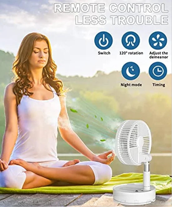 Portable 6-Inch Stand Fan | Folding Telescopic Floor/USB | Rechargeable Battery | 3 Speeds, Super Quiet, Adjustable Height | Kalsten