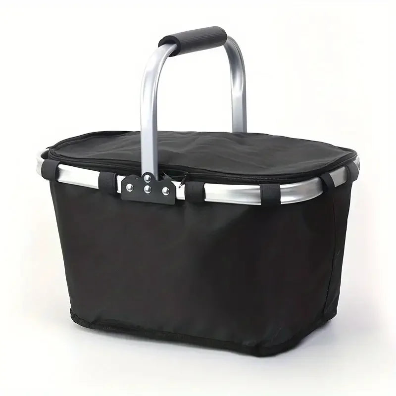 Kalsten | ThermaTrip Folding Basket | Insulated Picnic Basket with Aluminum Foil & Carry Handle | 3-fold Foldable | For Outing, Park, Shopping & Travel