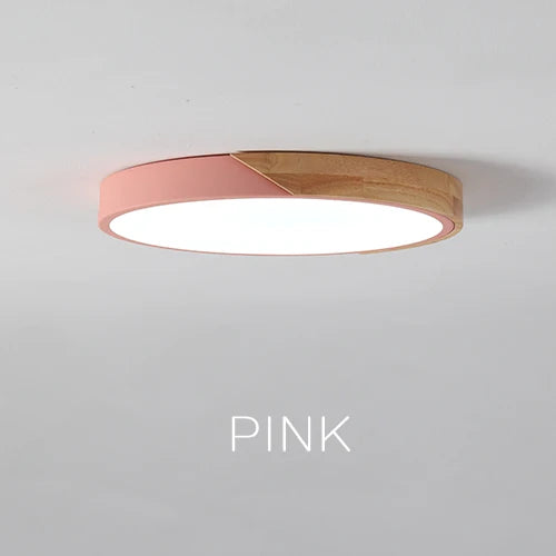 Modern LED Surface Mount Ceiling Light – Ultra-Thin Wooden Lighting Fixture with Remote Control for Living Room, Balcony, and Home Decor | Kalsten