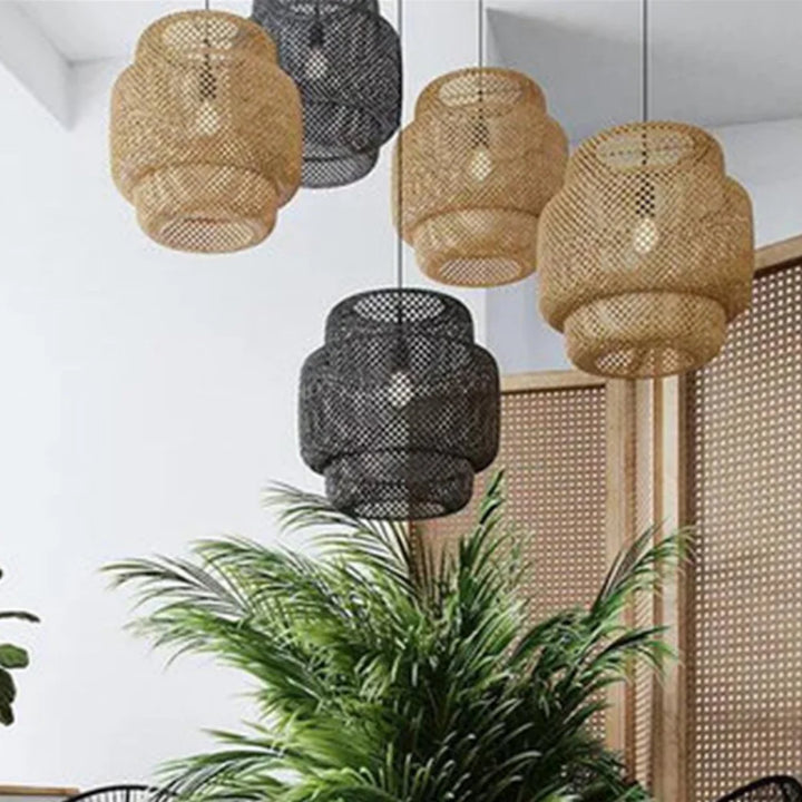 Classic Bamboo Lustre Chandelier - Handmade Rattan Pendant Light Fixture | Kalsten