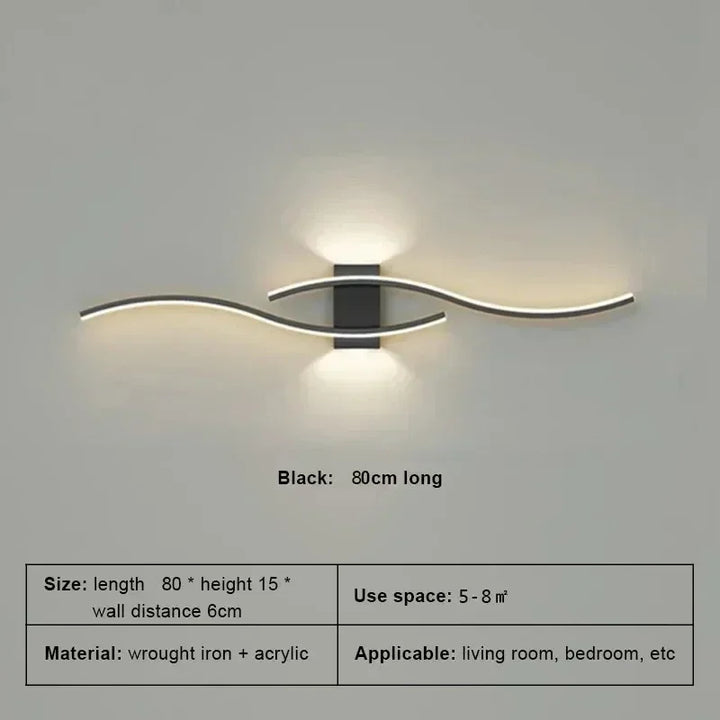 Modern Minimalist LED Strip Wall Lamp – Dimmable Wall Sconce for Living Room, Bedroom, Restaurant, and Bathroom | Kalsten