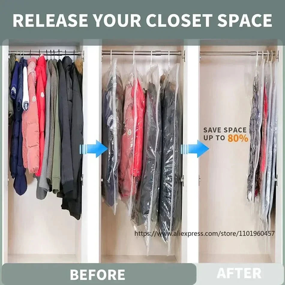 KALSTEN | VACUUM STORAGE BAGS – Hanging Vacuum Storage Bags for Clothes – Space Saving & Dustproof (Set of 3)