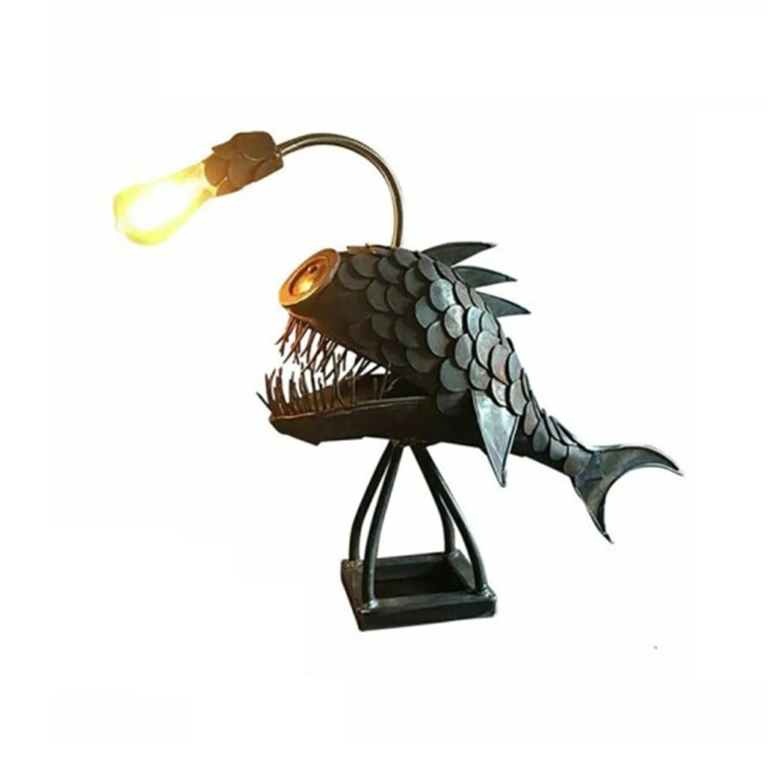 Fishing Light Table Lamp – Handmade Adjustable Lamp with Rustic Fish Design | Kalsten
