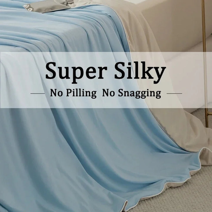 Air Condition Summer Comforter — Pure Color Ice Silk Cooling Blanket, Lightweight & Smooth Twin/King Size Quilt | Kalsten