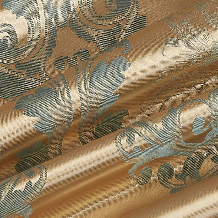 Kalsten | Luxurious Satin Rayon Jacquard Duvet Cover in Gold & Blue