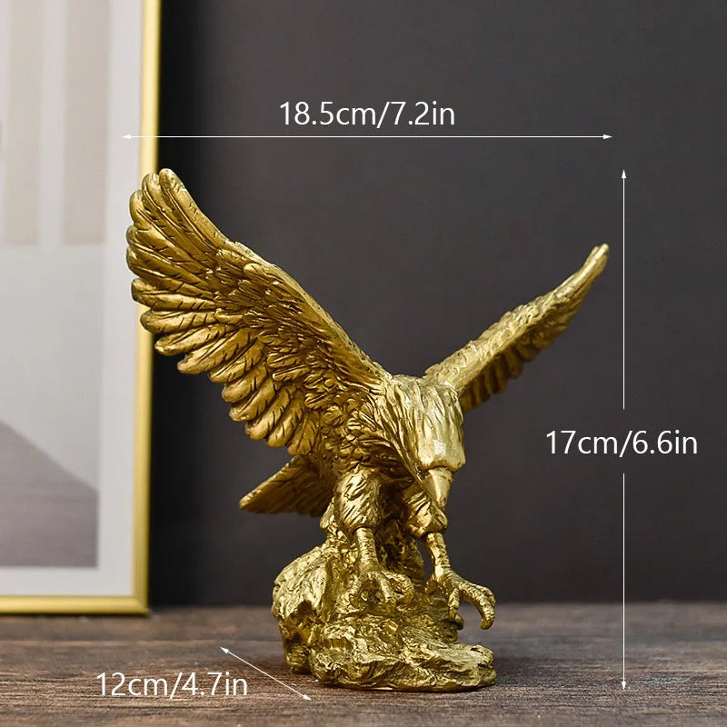 Kalsten | Resin Golden Eagle Statue Art Animal Model Collection Ornament Home Office Desk Feng Shui Decor Figures simple