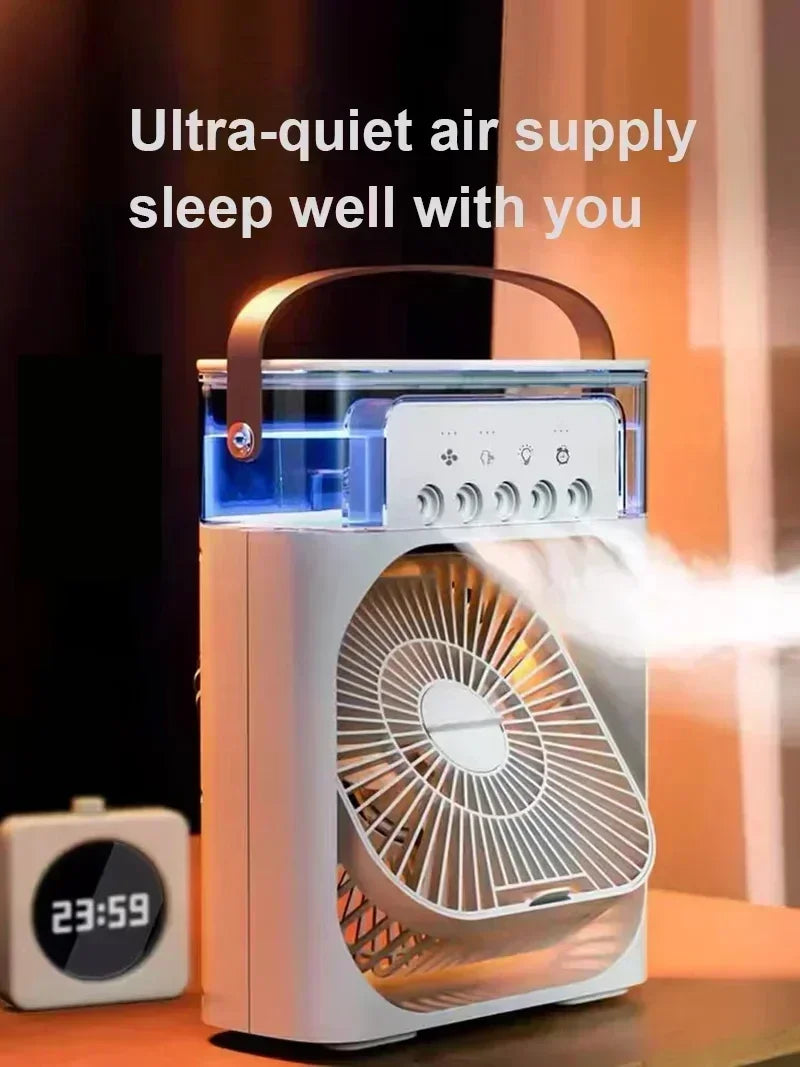 3-in-1 Mini Air Cooler Fan – Portable Household Air Conditioner with LED Night Light, Humidifier, and Adjustable Air for Home & Office | Kalsten