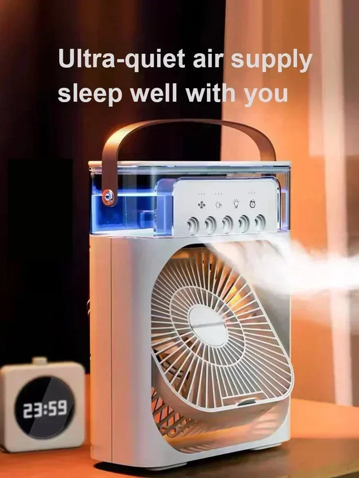 3-in-1 Mini Air Cooler Fan – Portable Household Air Conditioner with LED Night Light, Humidifier, and Adjustable Air for Home & Office | Kalsten