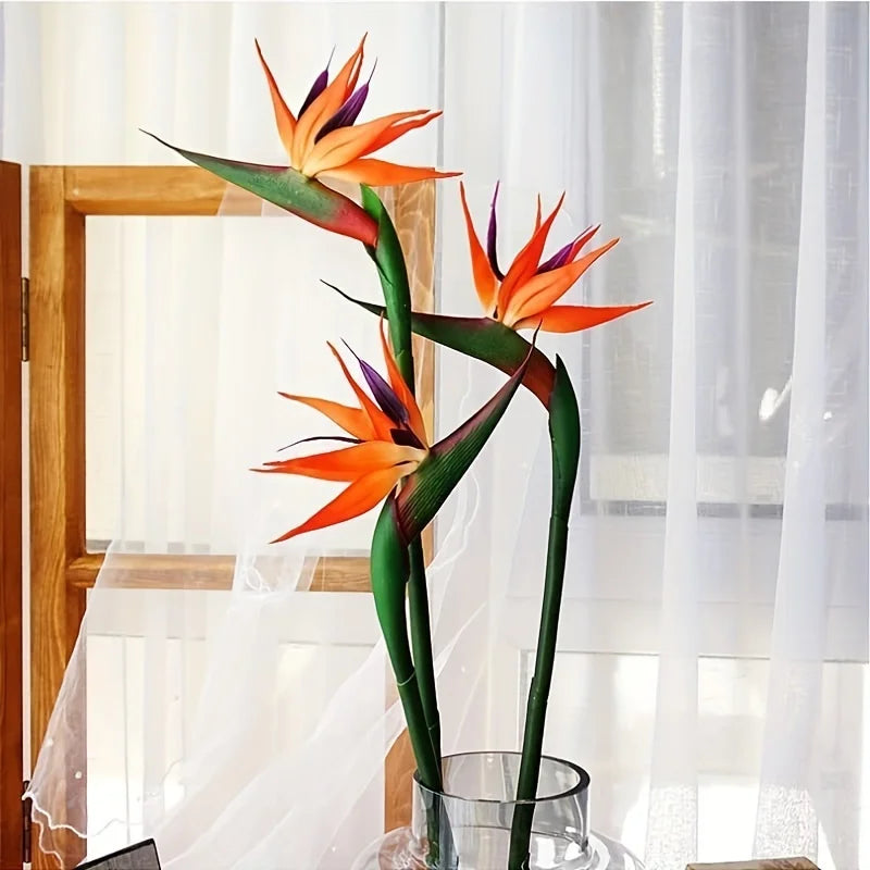 Kalsten | Floriva 3 Piece Set Artificial Strelitzias | Bird of Paradise Flowers | 24.5 cm Long Stems | Decoration for Home, Office & Events